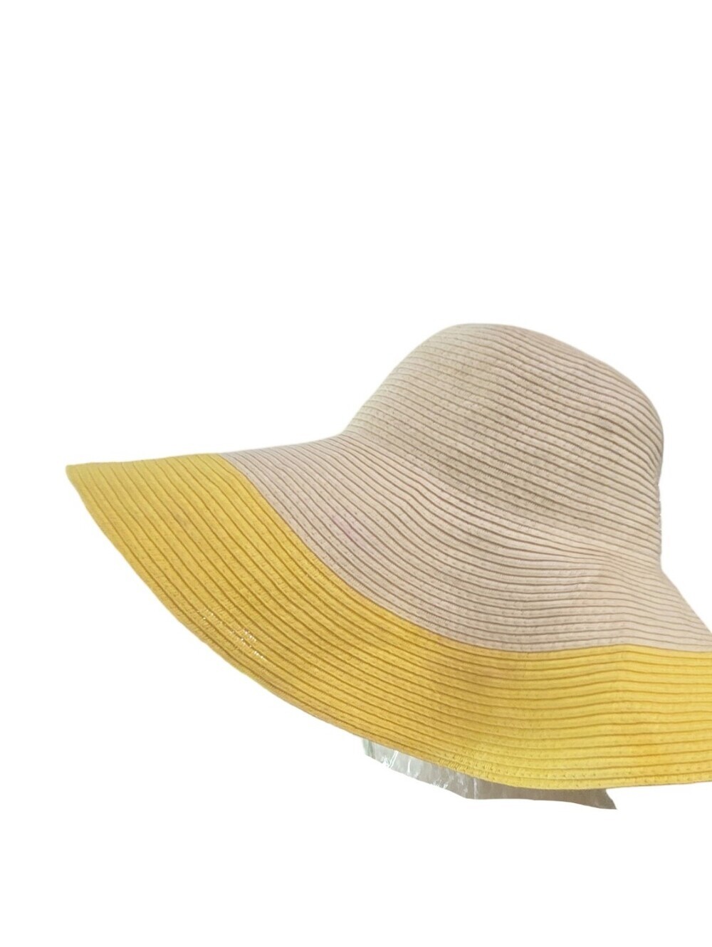 Packable Wide-Brim Sun Hat with Yellow Border Resortwear Floppy